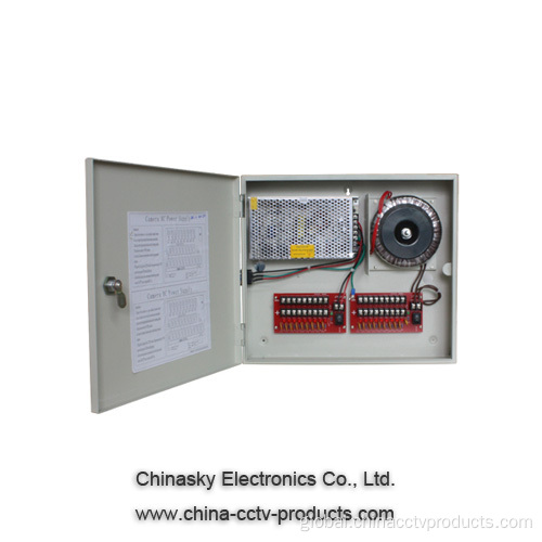 CCTV DC Distributed Power Box 400W 12VDC 24VAC 18 Channel CCTV Power Supply Factory